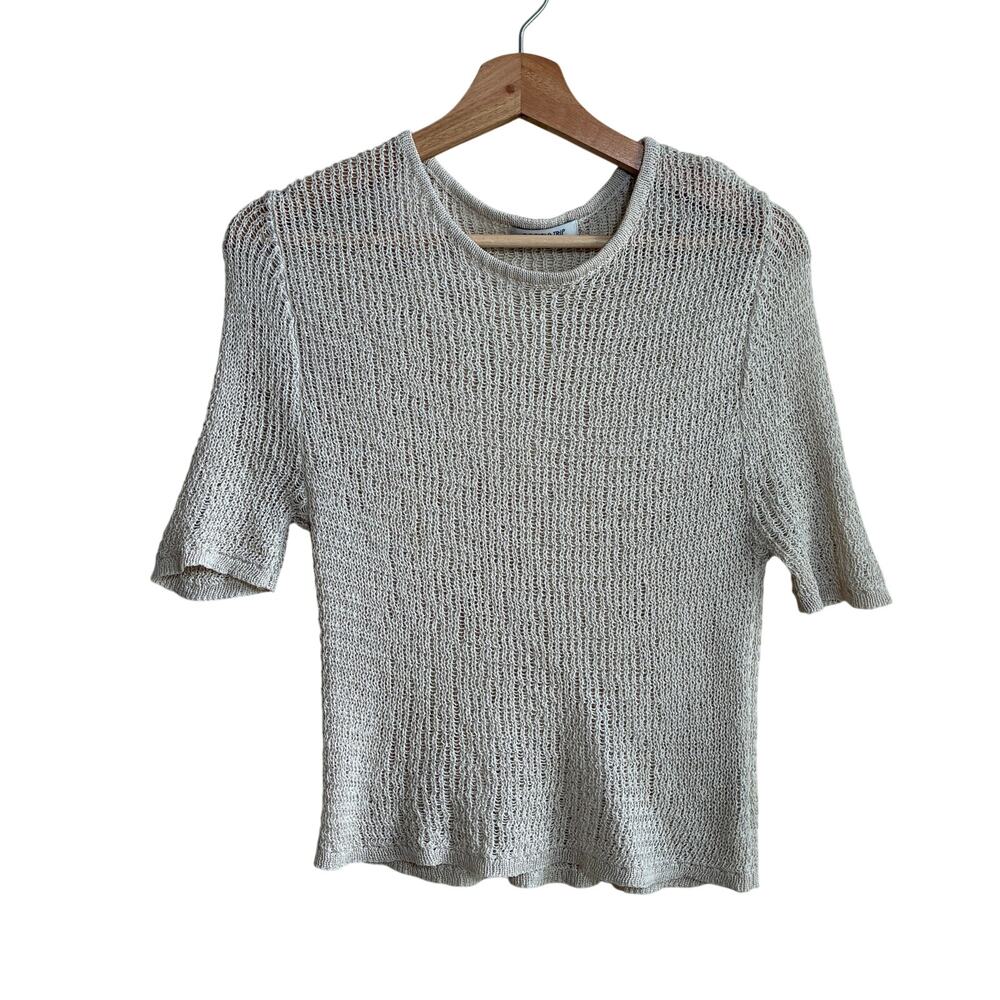 3.3 Field Trip Made in Indonesia one size short sleeved sweater top sheer knit